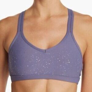 BEYOND YOGA Double Back Alloy Speckled Bra In Violet Silver Speckle Sz L - NWT!!